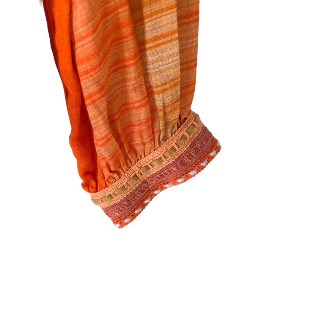 Conditions Apply Painterly Peasant Blouse Orange Blue Squares size medium - Picture 5 of 8